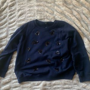 J.Crew  NWT embellished navy sweatshirt